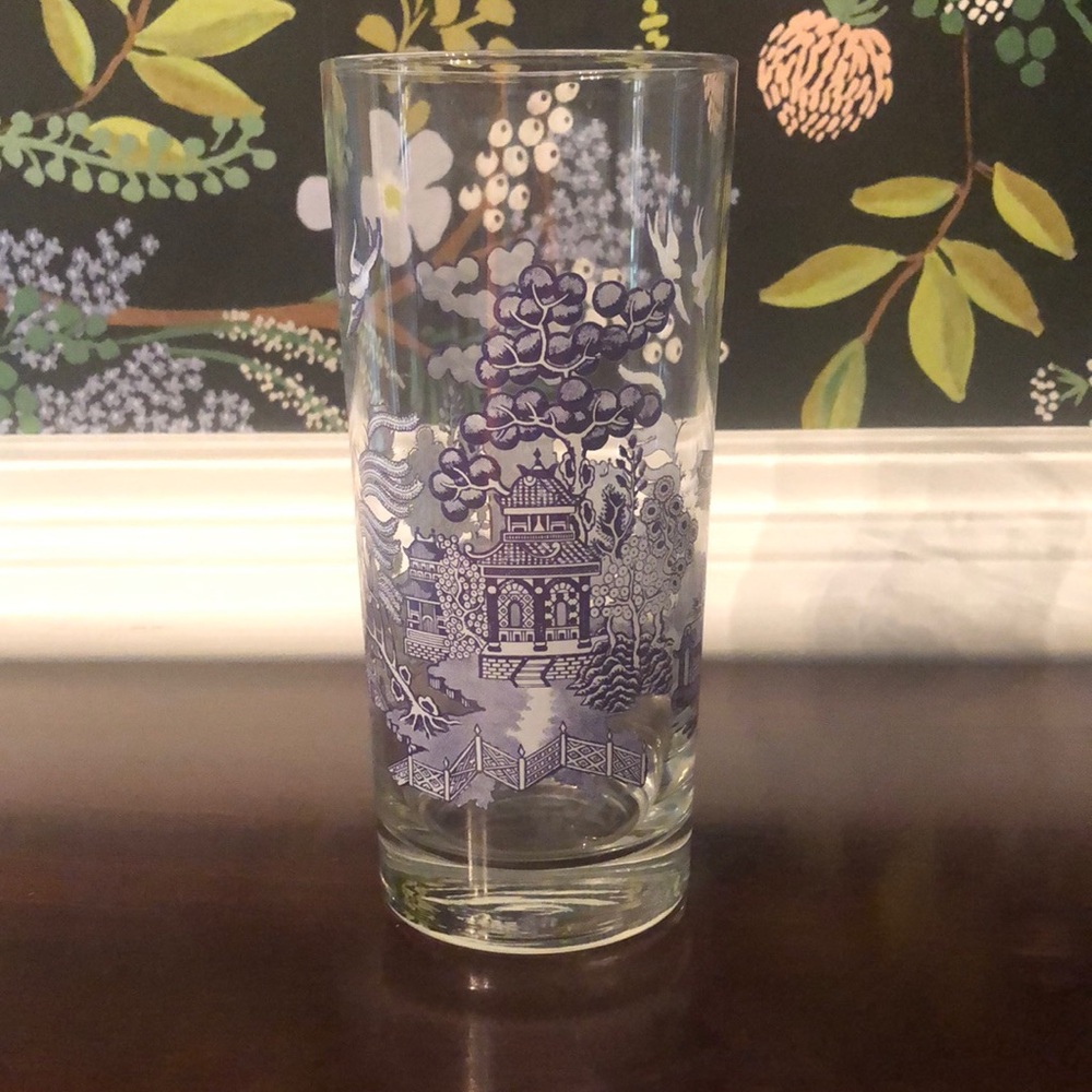Vintage Blue Willow High Ball Glass